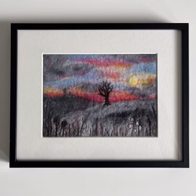 Sunset Tree 3 Original Felt Art