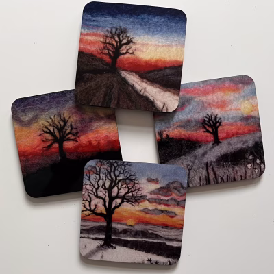 Sunset Trees Coasters (Set of 4)