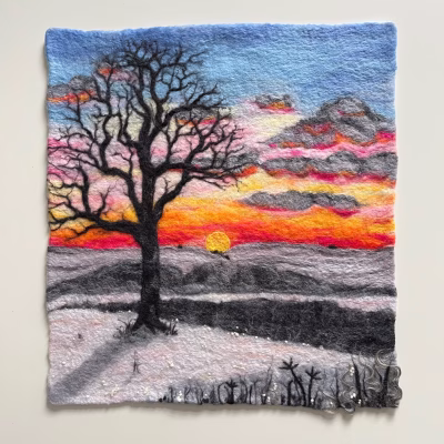 Surprise Sunset Original Felt Art