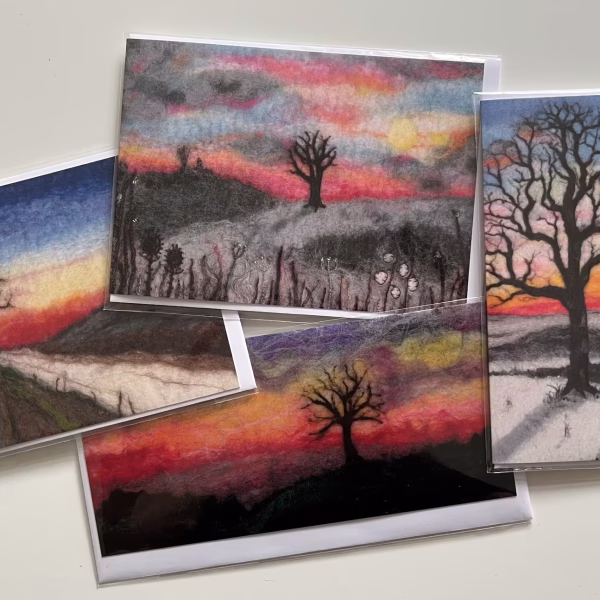 Sunset Trees Greeting Cards (Set of 4)