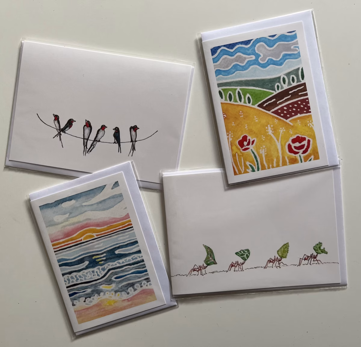 watercolours cards Watercolour Greeting Cards (Set of 4)